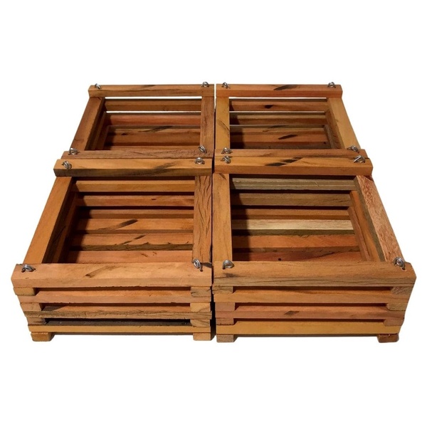 Kit 4 Vasos Cachepot De Madeira Quadrado 11x20 P/ Orquídeas