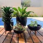 Kit 4 Vasos Para Plantas E Decoração Tripé De Madeira Preto