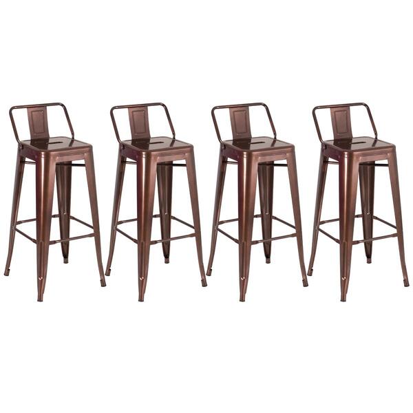 Kit - 4 X Banquetas Altas Iron Tolix Com Encosto - 76 Cm - Br