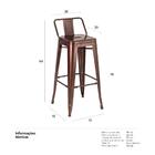 Kit - 4 X Banquetas Altas Iron Tolix Com Encosto - 76 Cm - Br