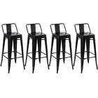 Kit - 4 X Banquetas Altas Iron Tolix Com Encosto - 76 Cm - Pr