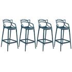 Kit - 4 X Banquetas Altas Masters Allegra - Azul Petróleo