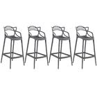 Kit - 4 X Banquetas Altas Masters Allegra - Cinza Escuro