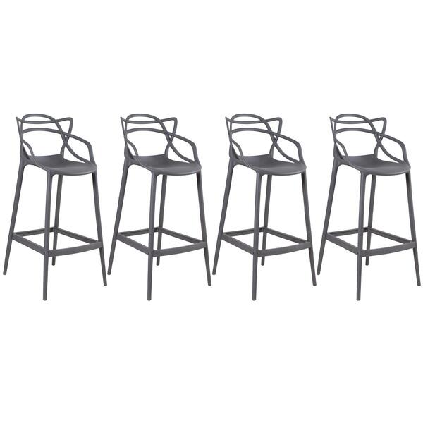 Kit - 4 X Banquetas Altas Masters Allegra - Cinza Escuro