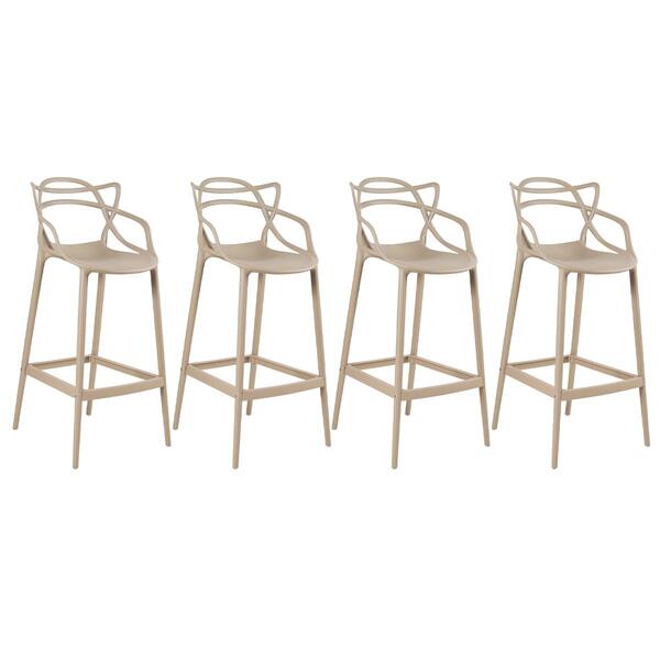 Kit - 4 X Banquetas Altas Masters Allegra - Nude