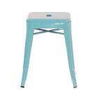 Kit - 4 X Banquetas Baixas Iron Tolix - 45 Cm - Azul Tiffany