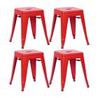 Kit - 4 X Banquetas Baixas Iron Tolix - 45 Cm - Vermelho