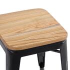 Kit - 4 X Banquetas Baixas Iron Tolix Com Assento De Madeira