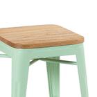 Kit - 4 X Banquetas Baixas Iron Tolix Com Assento De Madeira