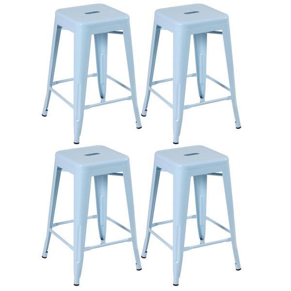 Kit - 4 X Banquetas Médias Iron Tolix - 61 Cm - Azul Light