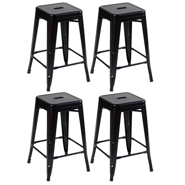 Kit - 4 X Banquetas Médias Iron Tolix - 61 Cm - Preto