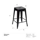 Kit - 4 X Banquetas Médias Iron Tolix - 61 Cm - Preto