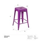 Kit - 4 X Banquetas Médias Iron Tolix - 61 Cm - Roxo