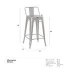 Kit - 4 X Banquetas Médias Iron Tolix Com Encosto - 66 Cm - P