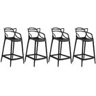 Kit - 4 X Banquetas Médias Masters Allegra - 66 Cm - Preto
