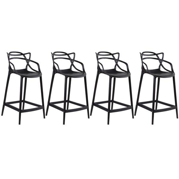 Kit - 4 X Banquetas Médias Masters Allegra - 66 Cm - Preto