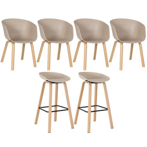 Kit - 4 X Cadeiras + 2 X Banquetas Altas Cassia - Nude