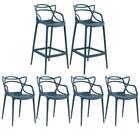 Kit - 4 X Cadeiras + 2 X Banquetas Altas Masters Allegra - Az