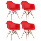 Kit - 4 X Cadeiras Charles Eames Eiffel Daw Com Braços - Base