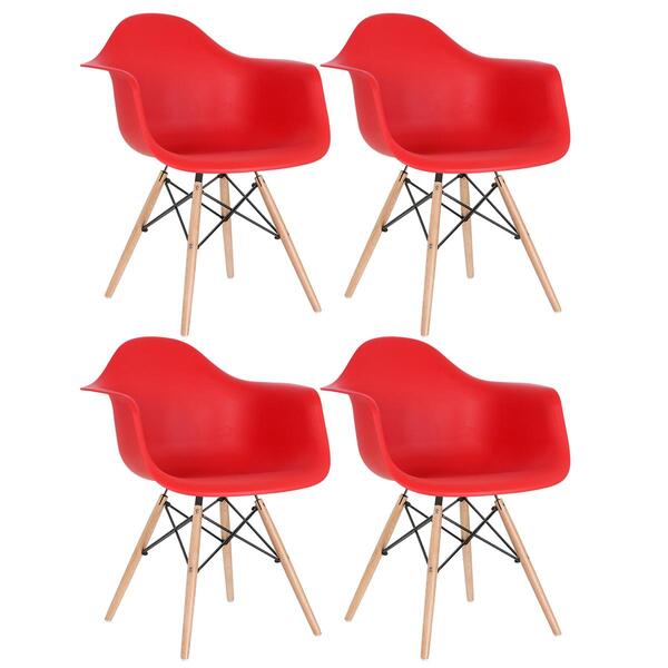 Kit - 4 X Cadeiras Charles Eames Eiffel Daw Com Braços - Base