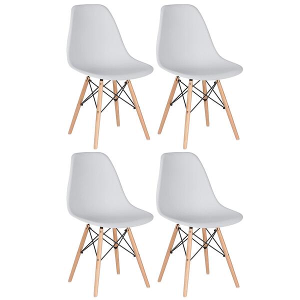 Kit - 4 X Cadeiras Charles Eames Eiffel Dsw - Base De Madeira