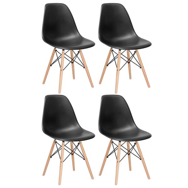 Kit - 4 X Cadeiras Charles Eames Eiffel Dsw - Base De Madeira