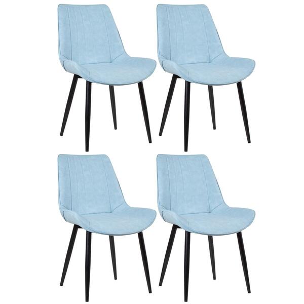 Kit - 4 X Cadeiras Estofadas Chicago - Azul Claro Vintage