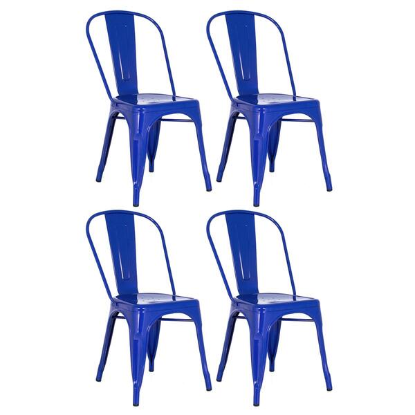 Kit - 4 X Cadeiras Iron Tolix - Azul Escuro