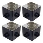 Kit 4 X Caixa De Passagem Quadrada Com Regulagem Tampa Inox