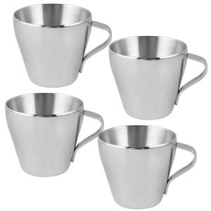 Kit 4 Xícaras Café Expresso Parede Dupla Aço Inox 80ml | Leroy Merlin