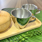 Kit 4 Xícaras Café Expresso Parede Dupla Aço Inox 80ml