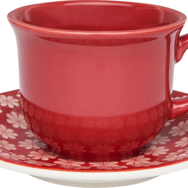 Kit 4 Xícaras Com Pires Floreal Renda Oxford® Cerâmica 200ml