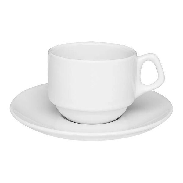 Kit 4 Xícaras Grandes Com Pires Empilhável 200 Ml Oxford®