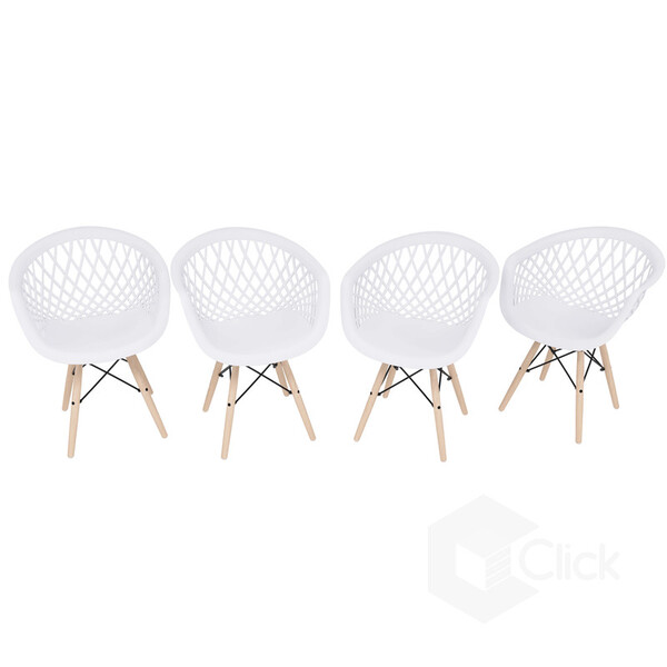 Kit 4cadeiras Poltrona Design Branca - Estilo E Funcionalidad