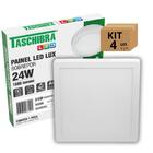 Kit 4un Painel Led Taschibra Sobrepor Quadrado 24w 3000k
