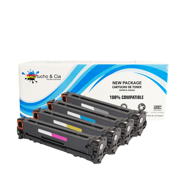 Kit 4x Cores Toner Compatível 125a Cp1215 1515 1312 B+c+y+m