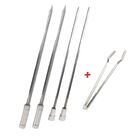 Kit 4x Espetos Inox 40cm Espada, Coração E Pegador De Carnes