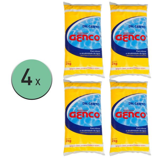 Kit 4x Ph Certo Alcalinizante Elevador De Alcalinidade 2kg -