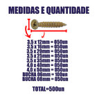 Kit 500 Parafusos Chipboard E Buchas + Maleta Organizadora