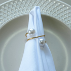 Kit 50 Anéis Guardanapo Pérola Duas Voltas Dourado