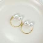 Kit 50 Anéis Guardanapo Pérola Dupla Dourado Elegante