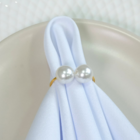Kit 50 Anéis Guardanapo Pérola Dupla Dourado Elegante