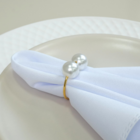 Kit 50 Anéis Guardanapo Pérola Dupla Dourado Elegante