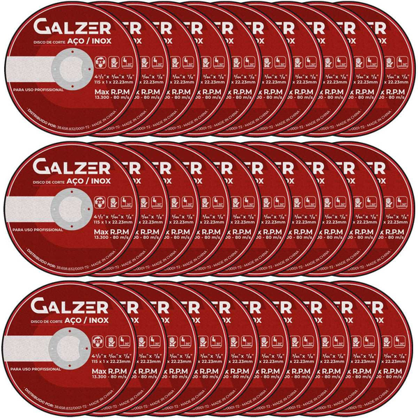 Kit 50 Disco De Corte Fino Aço/inox 4.1/2 - Galzer
