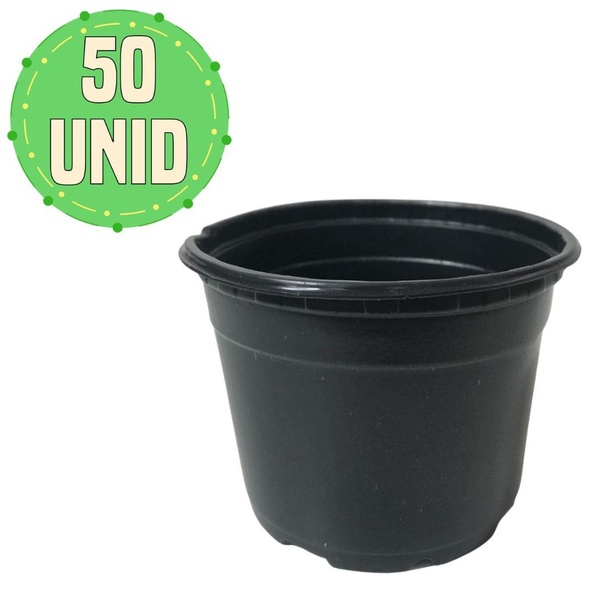 Kit 50 Pote Holambra Nº 06 Vaso Flexível Preto 5x5cm Preto