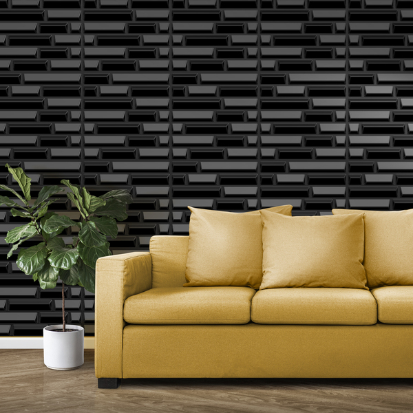 Kit 52 Placas 3d Pvc Preto Decoração Revestimento Premium De