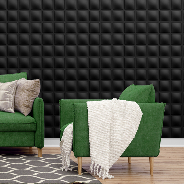 Kit 56 Placas 3d Pvc Preto Decoração Revestimento Premium De