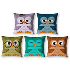 Kit 5 Almofada 40cm X 40cm Corujas Estampada Com Zíper