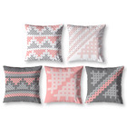 Kit 5 Almofada 40cm X 40cm Crochê Rosê Estampada Com Zíper