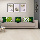 Kit 5 Almofada 40cm X 40cm Folhas Verdes Estampada Com Zíper